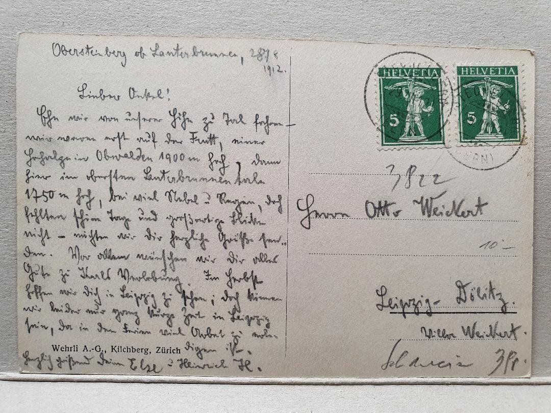 Cartoline postali: OBER - STEINBERG  -  1912 – Usato da Delémont venduto da Domdom1 1