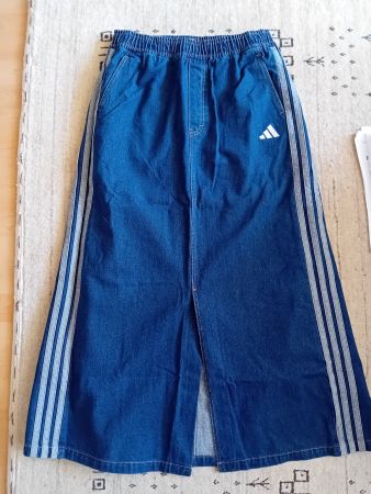 Adidas Jeansrock lang blau mit Streifen neu mit Etikett