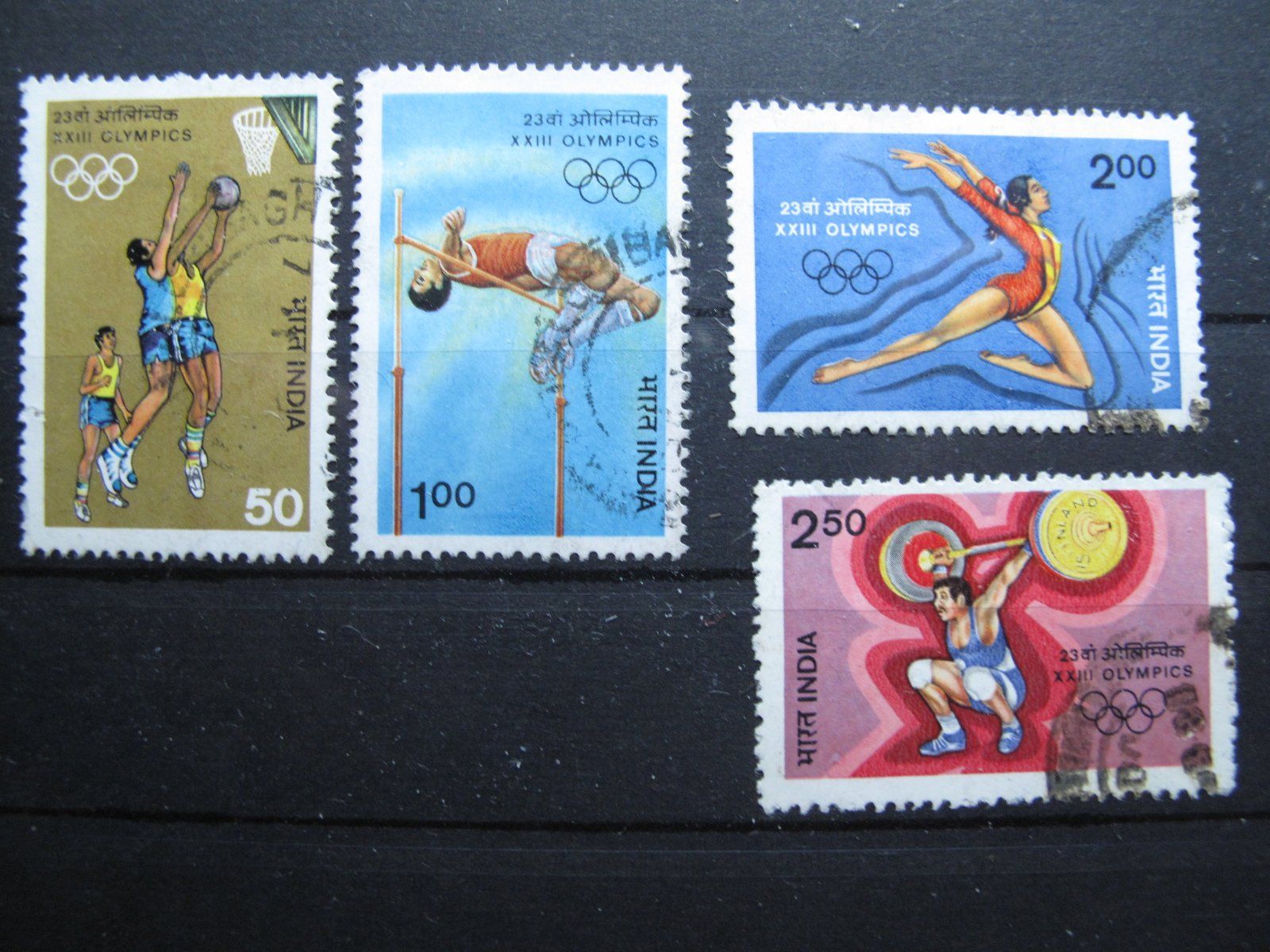 Alle Briefmarken: India 1984 Olympische Spiele LA gest – Gebraucht aus Wil SG von fva01