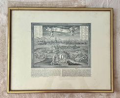 Antiker Stich von Basel, Rahmen vergoldet
