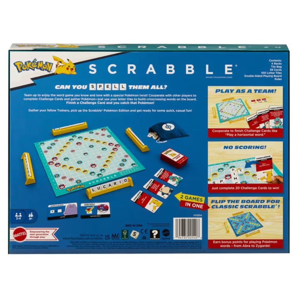 Mattel Giochi: Scrabble Board Game Pokemon Edition – Nuovo e nell'imballaggio originale da Genève venduto da Cardtreasure 2