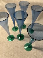 6er Set Designer Sektflöten / Champagnergläser – Blau & Grün