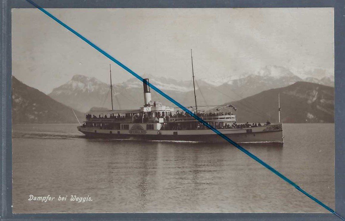 Ansichtskarten: Weggis. Dampfschiff 'Unterwalden'. – Gebraucht aus Horw von SwissSteamMemories