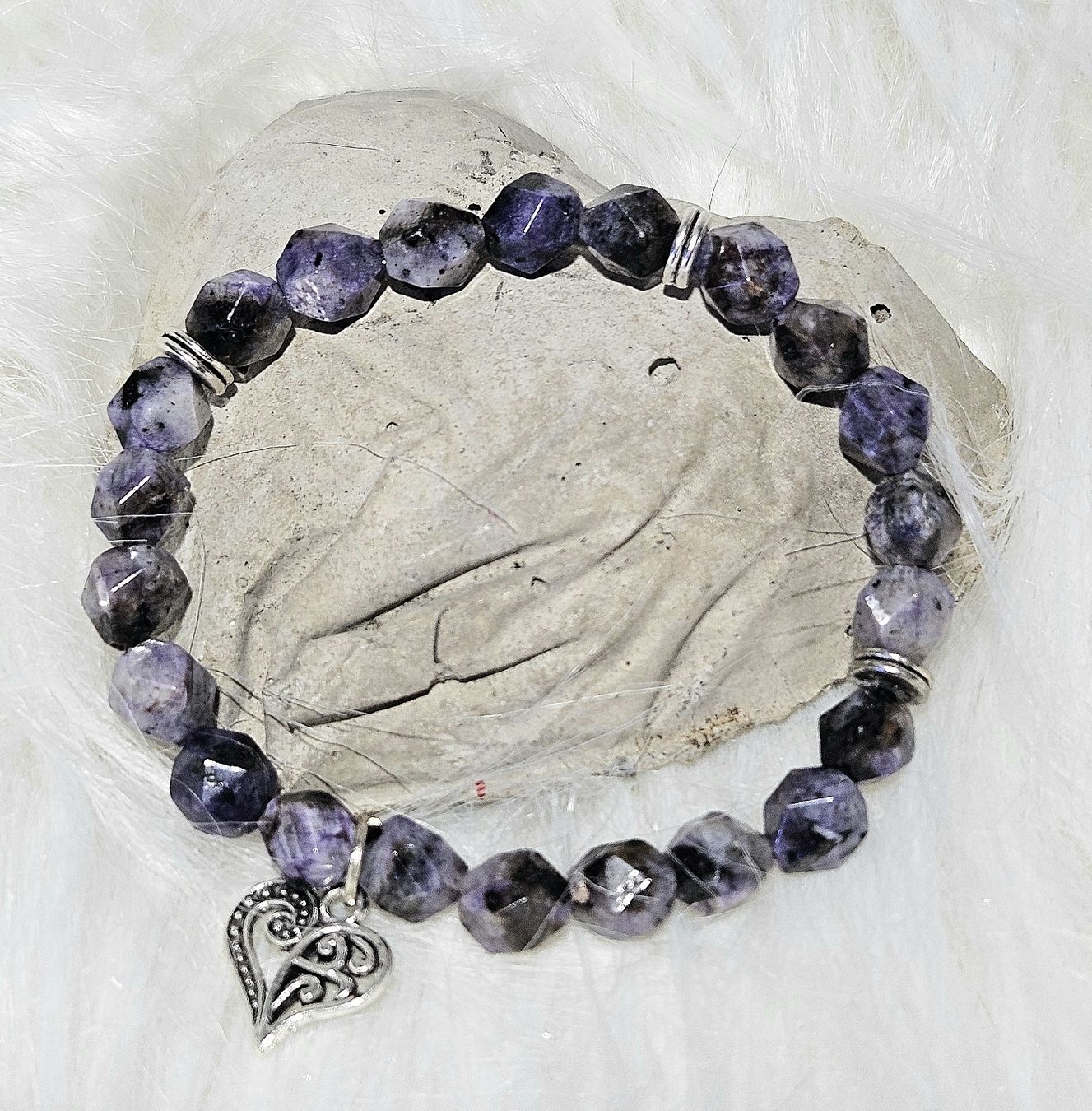Bracciali & Braccialetti: Lila Chalcedon-Herz Armk. - Spendenaktion – Nuovo (secondo la descrizione) da Unterkulm venduto da Nachtigall 2
