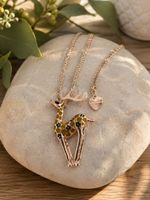 Neu Kette Elch Weihnachten Goldfarbend