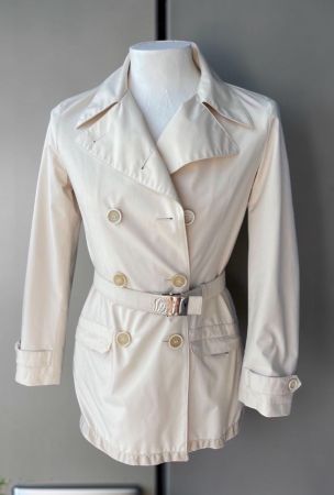 PRADA Nylon Windbreaker Trenchcoat Jacke Creme Gr. 38 S