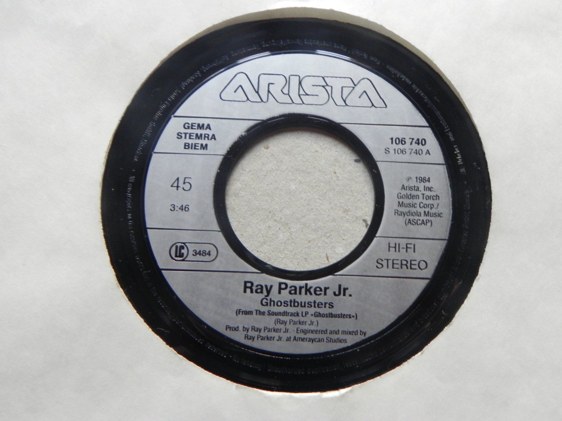 Dischi in vinile: Single 7"  Rock Pop Soundtrack Top Hit Ghostbuster 1984 – Usato da Siebnen venduto da krimsie 2