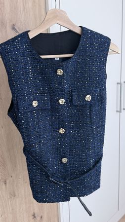 Gilet bleu marine sequins taille M neuf
