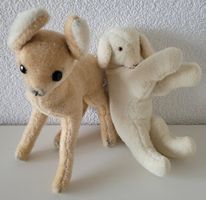 Vintage Plüschtiere Rehkitz und Lämmchen, 1960er/70er