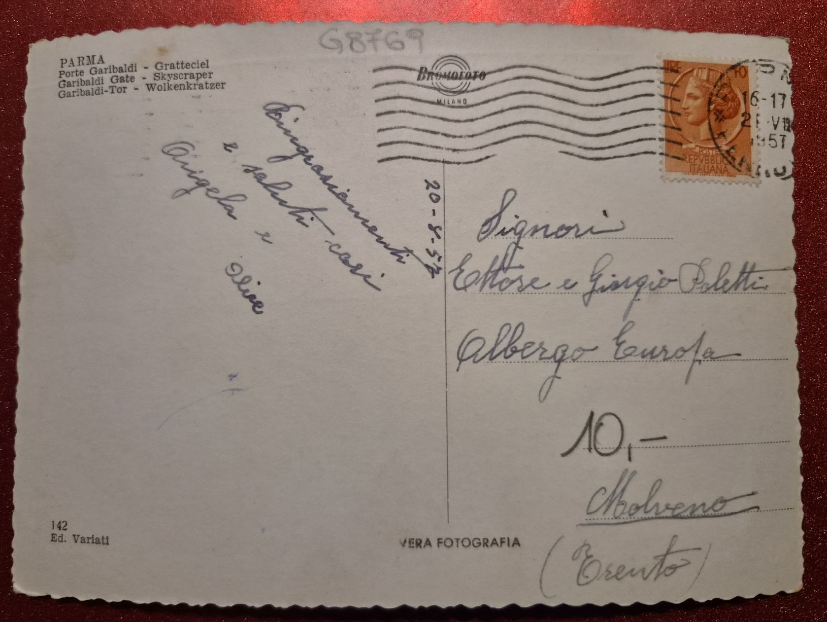 Cartoline postali: Parma Viale Bottego Grattacielo 1957 – Usato da Melchnau venduto da Arthurius 1