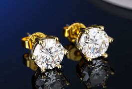 D Color Moissanite 0.5CT 5MM(1.00 total CT)Earrings Certific