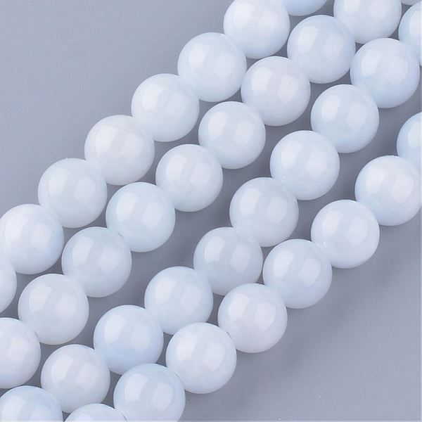 Perle (finte): Jade 6mm Perlen weiss, 1 Strang – Nuovo (secondo la descrizione) da Alpnachstad venduto da perlengaby