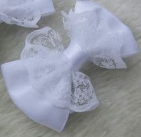 Noeud en satin dentelle 5cm BLANC