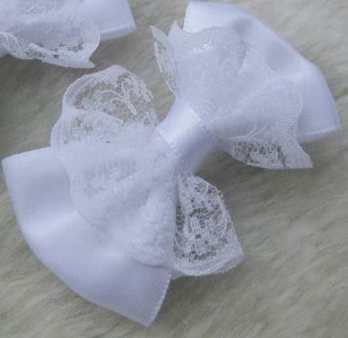 Noeud en satin dentelle 5cm BLANC