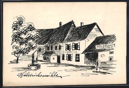 Handgemalt: Hinterbrühl, Ortsansicht mi