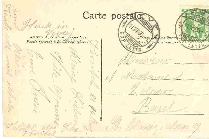 Cartoline postali: Territet - et Rochers de Naye + 1908 – Usato da Emmenbrücke venduto da teestube 1