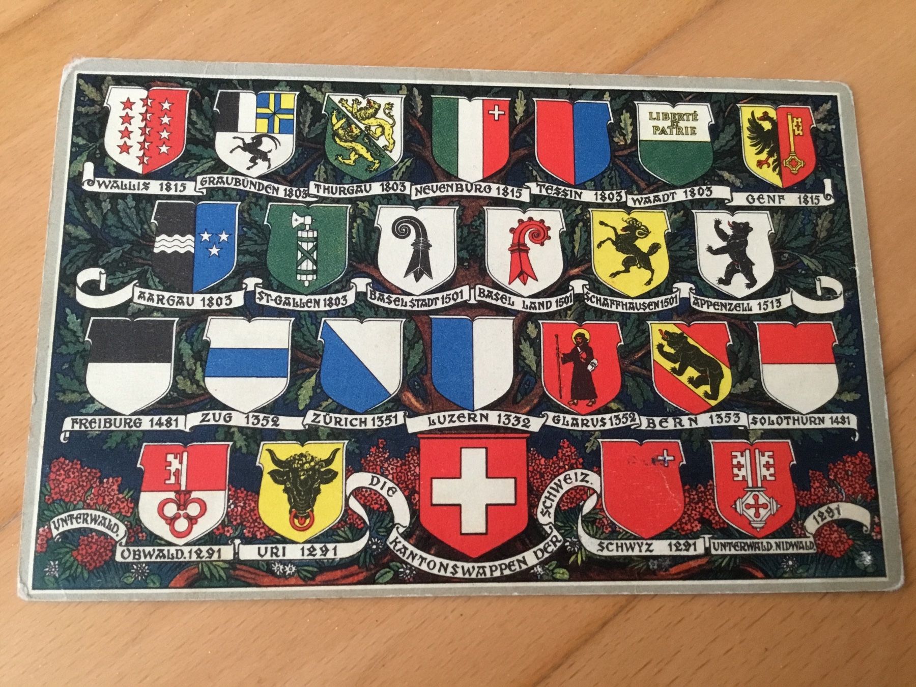 Cartoline postali: Alte Ansichtskarte Schweizer Kantonswappen, Nr. 402. – Usato da Kerzers venduto da Georges3210