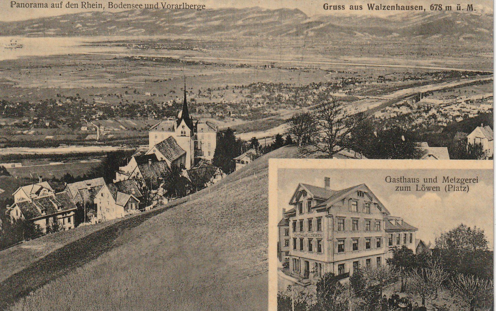 Cartoline postali: Walzenhausen 2-bildrig mit Restaurant Löwen – Usato da Rorschacherberg venduto da fratovi2
