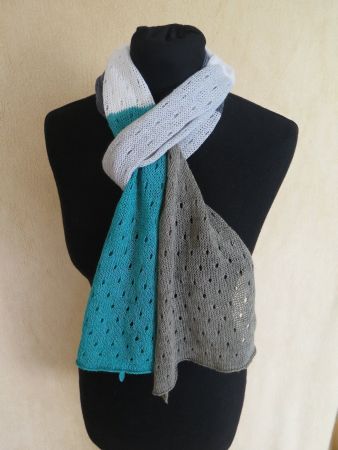 atraktives Lochstrickmuster Schal Grün Leinen/Baumwolle