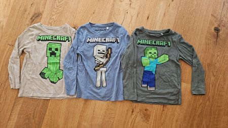 3 Minecraft Langarmshirts Grösse 116 top Zustand