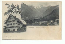 2-Bild-AK SCHWÄNDI Ausblick vom Gasthaus z. Adler
