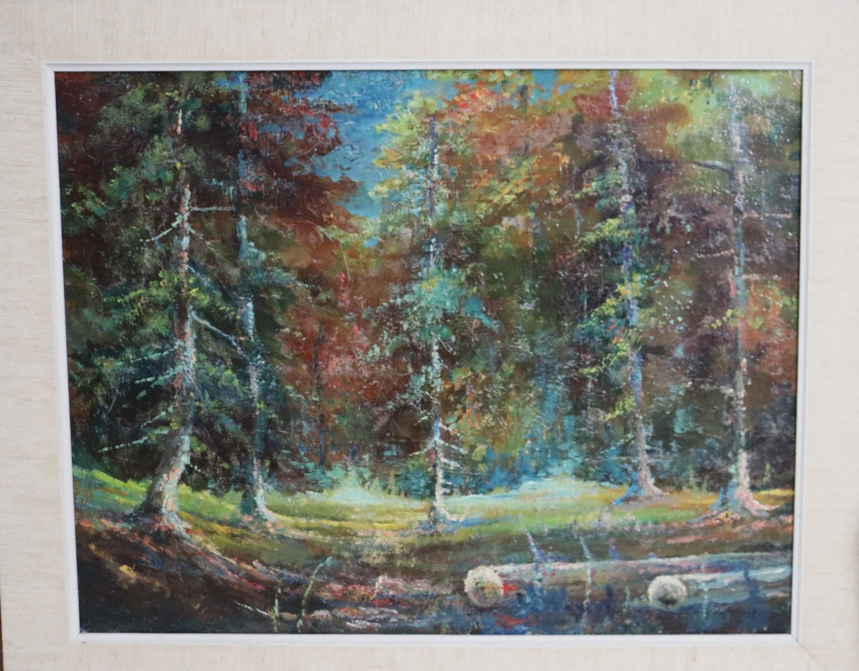 Gemälde: Waldlandschaft, Gemälde Oel auf Leinwand, "Farb-Studie" – Gebraucht aus Zug von Kunst-Fundgrube 1