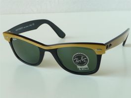 Ray Ban New Wayfarer 2132 972 47 gold und schwarz, G15 Glas