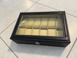 Uhrenbox schwarz für 12 Uhren mit Sichtfenster neu