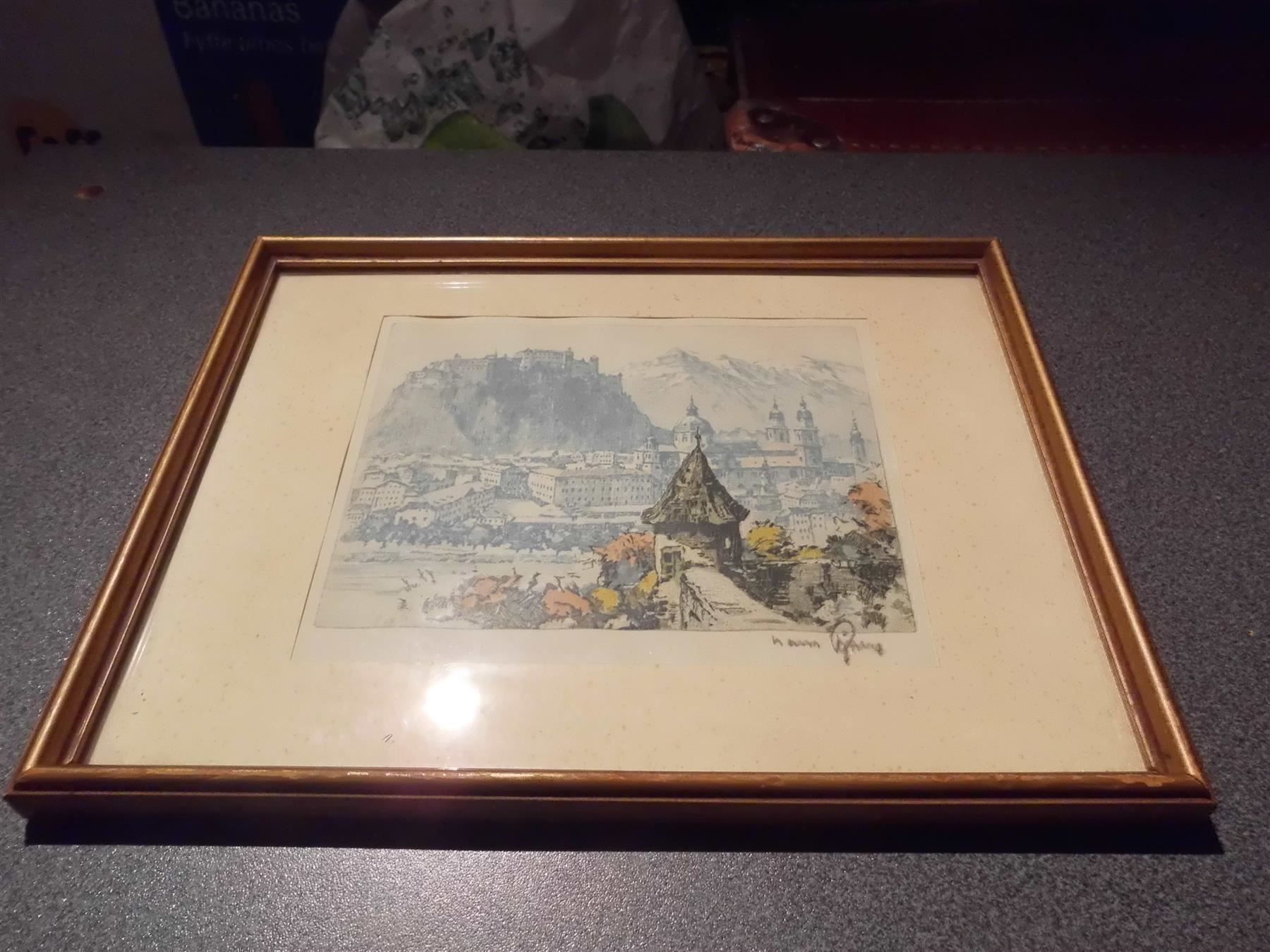 Poster & Bilder: Bild Stadt, goldener Rahmen – Gebraucht aus Zürich von abraxas1291