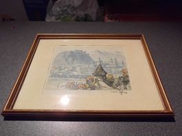 Bild Stadt, goldener Rahmen