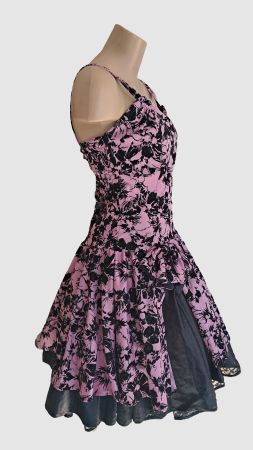 Vintage Cocktailkleid Abendkleid rosa schwarz Glitzer Gr. 44