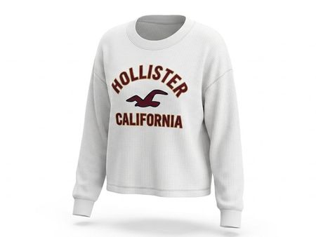 Langarmshirt Hollister weiss Strukturmuster gebraucht