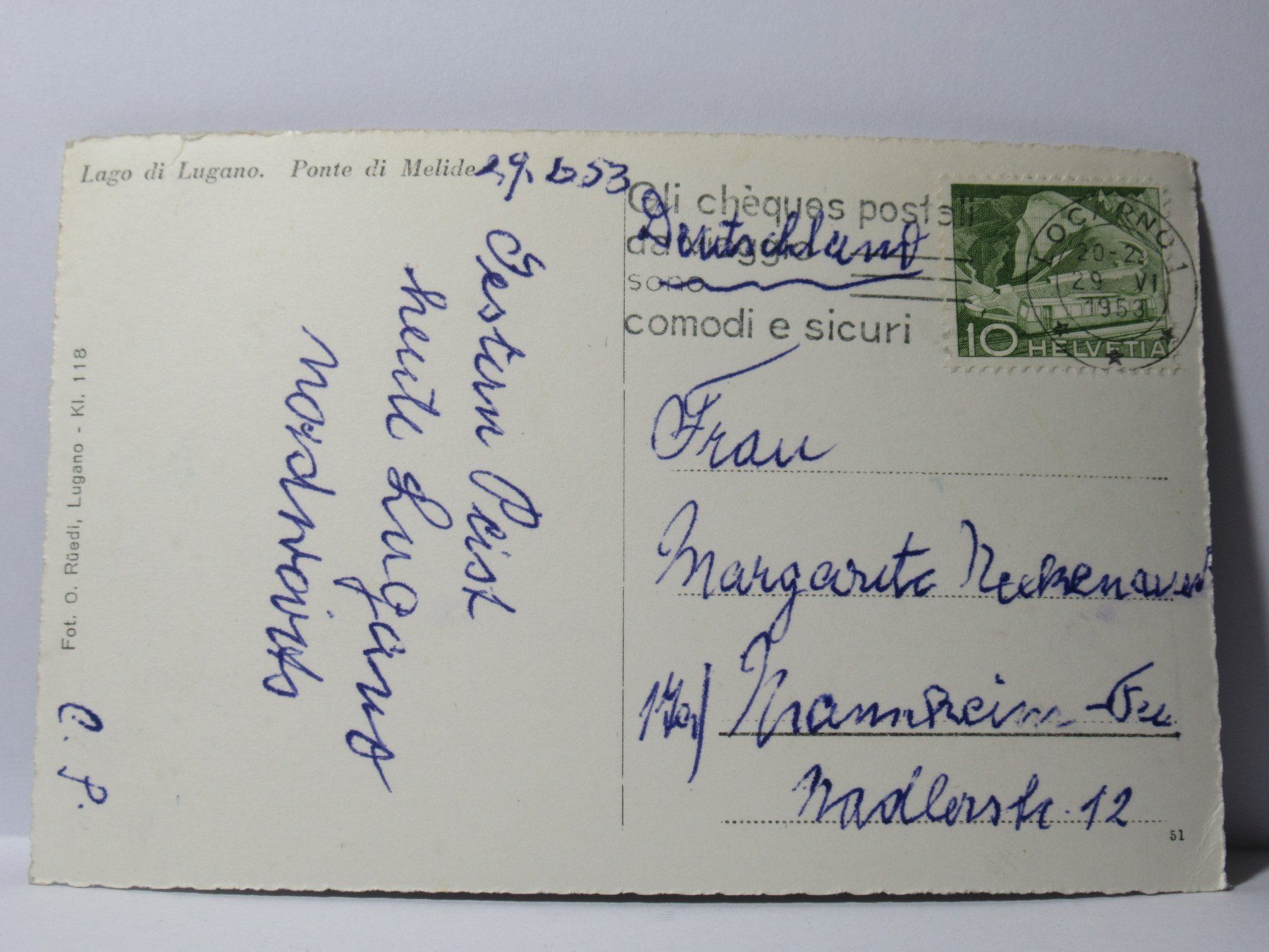 Ansichtskarten: Ponte di Melide 1953 – Gebraucht aus Grenchen von Bluemchen1900 1