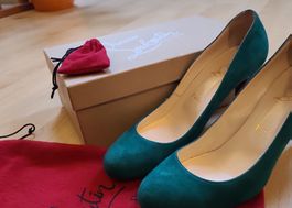 Escarpins Louboutin Ron Ron Suede Royal 39.5 Emeraude