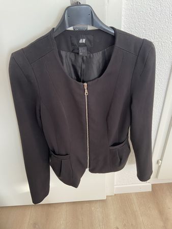 Damen Blazer H&M schwarz mit Reissverschluss Grösse 34