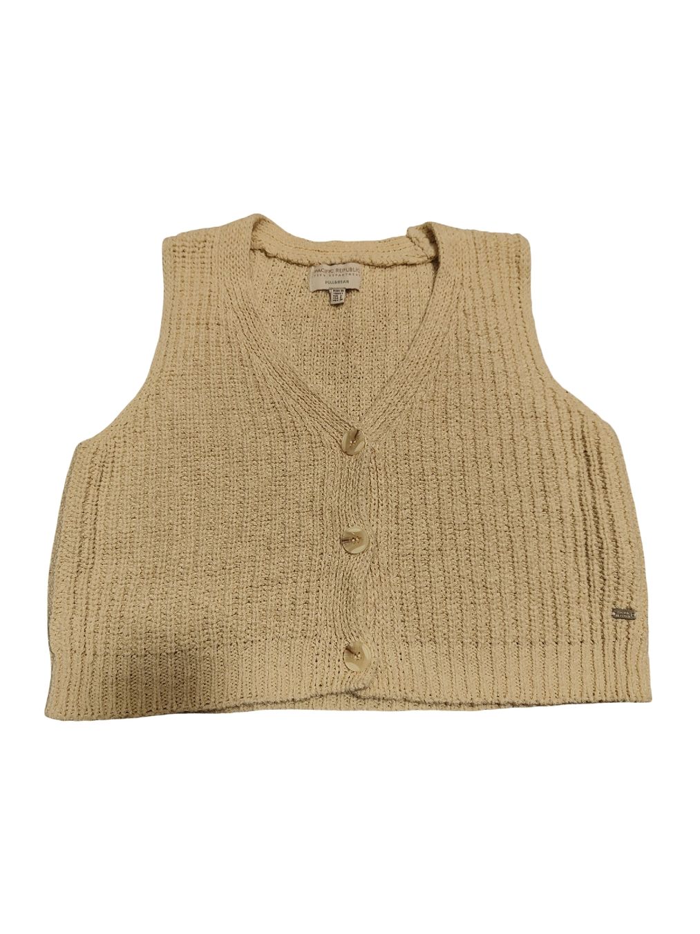 Pull&Bear Gilet & Giacche senza maniche: Weste Strickweste beige Grösse S – Usato da Zürich venduto da naedaeo