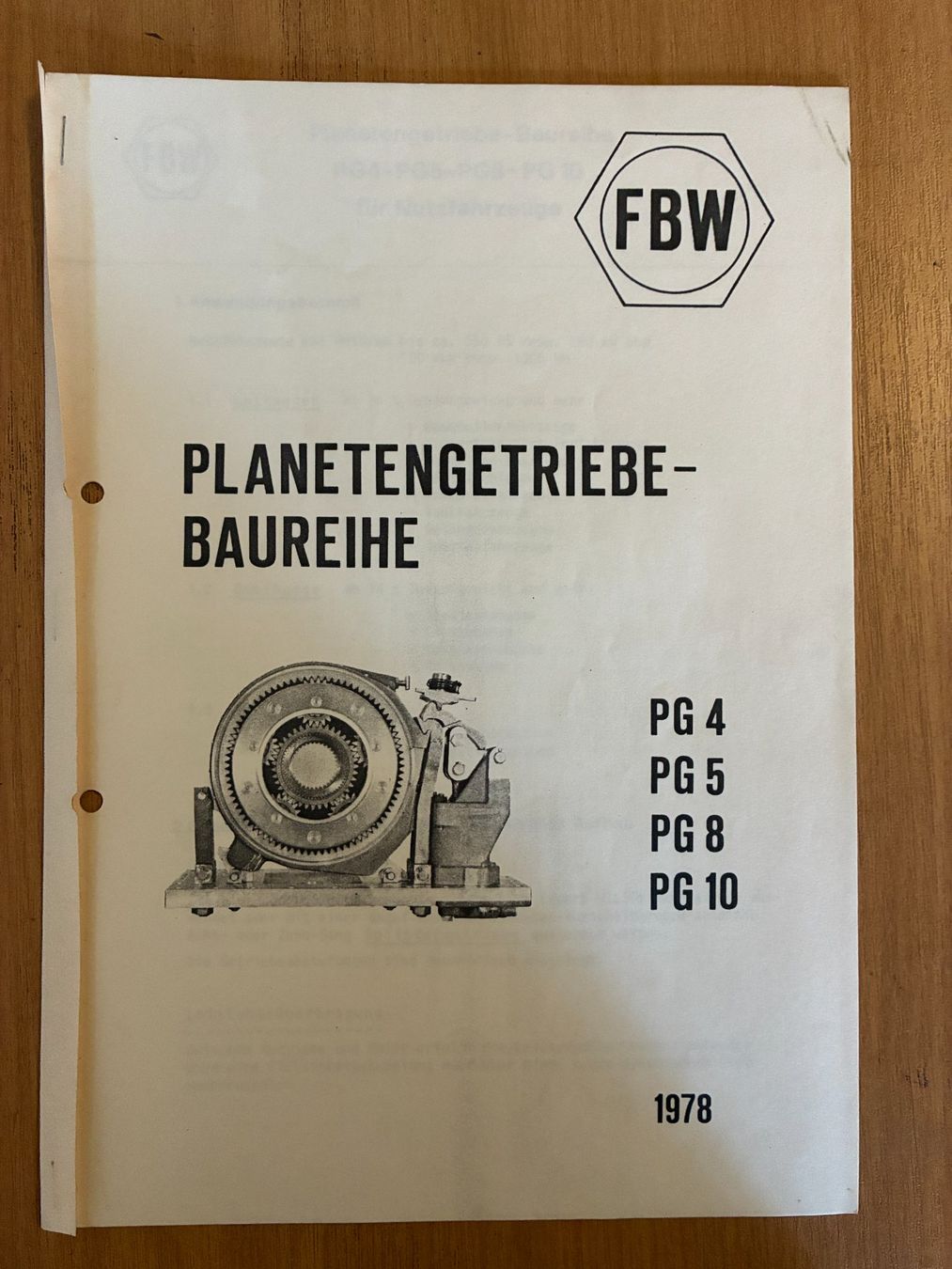 Documenti: FBW Planetgetriebe Baureihe PG 4 PG 5 PG 8 PG 10 – Usato da Thun venduto da Passuese