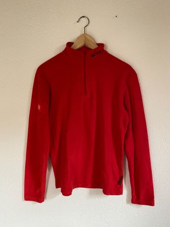 Pull thermo rouge avec col montant et fermeture éclaire