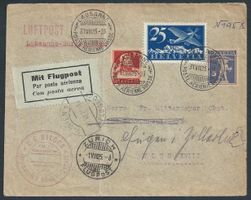 Flugpost Schweiz 1925 Lausanne Zürich Wien Luftpost
