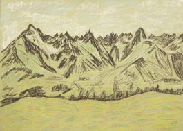 Zeichnung: Grüne Berglandschaft
