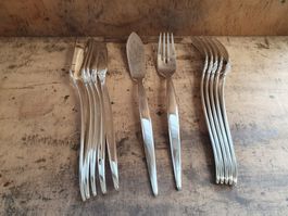 6 x Fischbesteck versilbert Berndorf Mod. Sinus / Neuwertig
