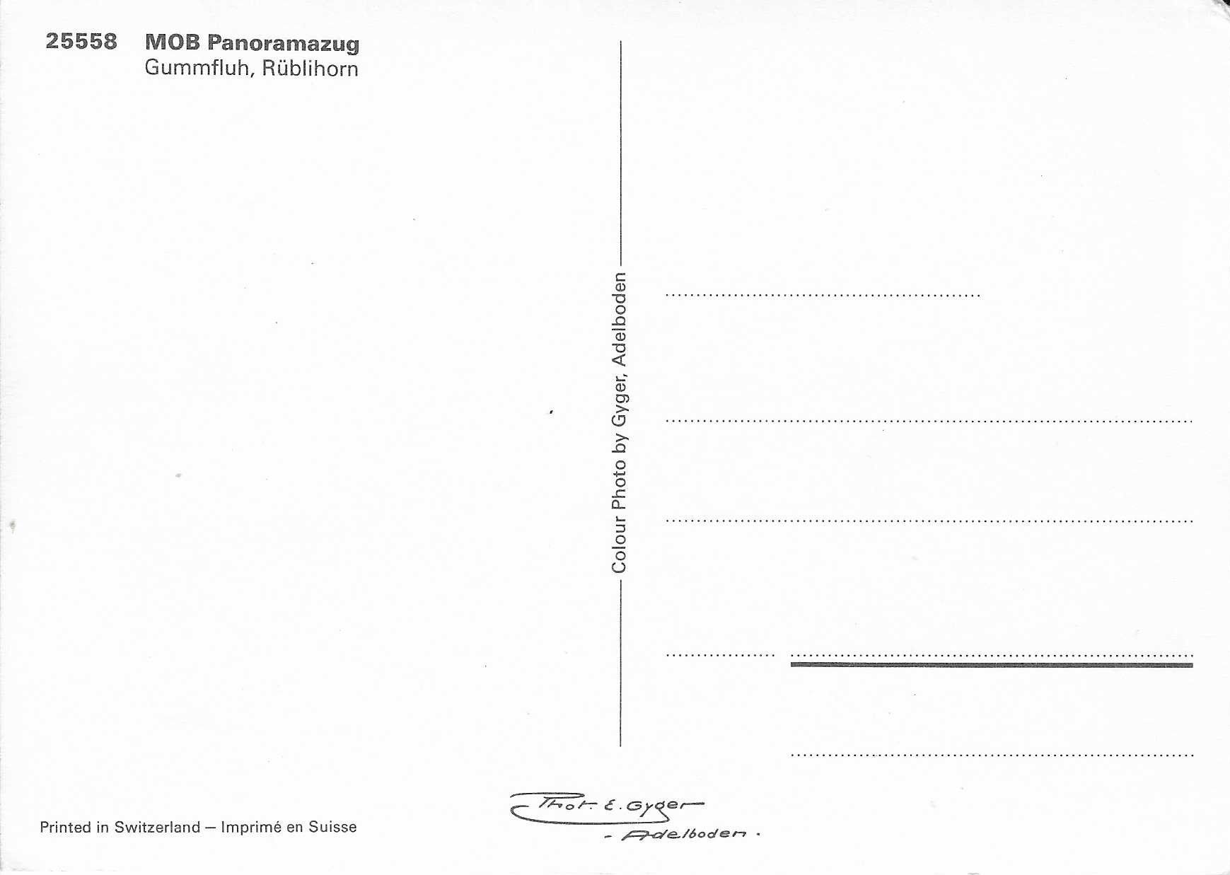 Ansichtskarten: MOB Panoramazug Gummfluh,Rüblihorn – Neu (gemäss Beschreibung) aus Rothrist von Stranglehold 1
