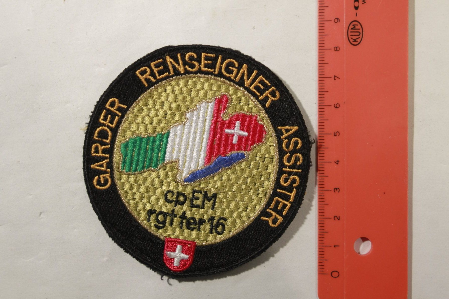 Schweizer Armee Placchette & Badge: Cp EM rgt ter 16 – Usato da La plaine venduto da 7A6T2ME