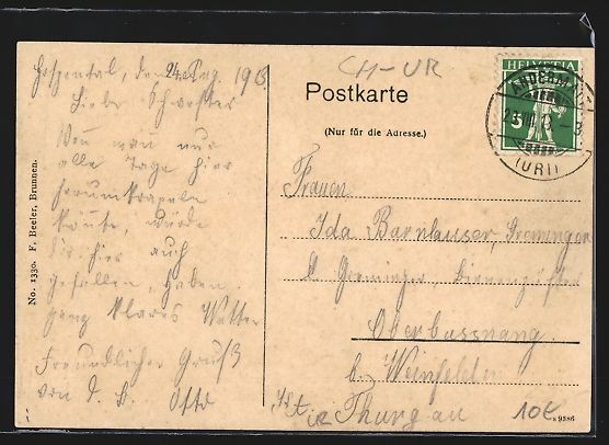 Cartoline postali: AK Hospenthal, Panorama, 1913 – Usato da Berlin venduto da bartko-reher 1