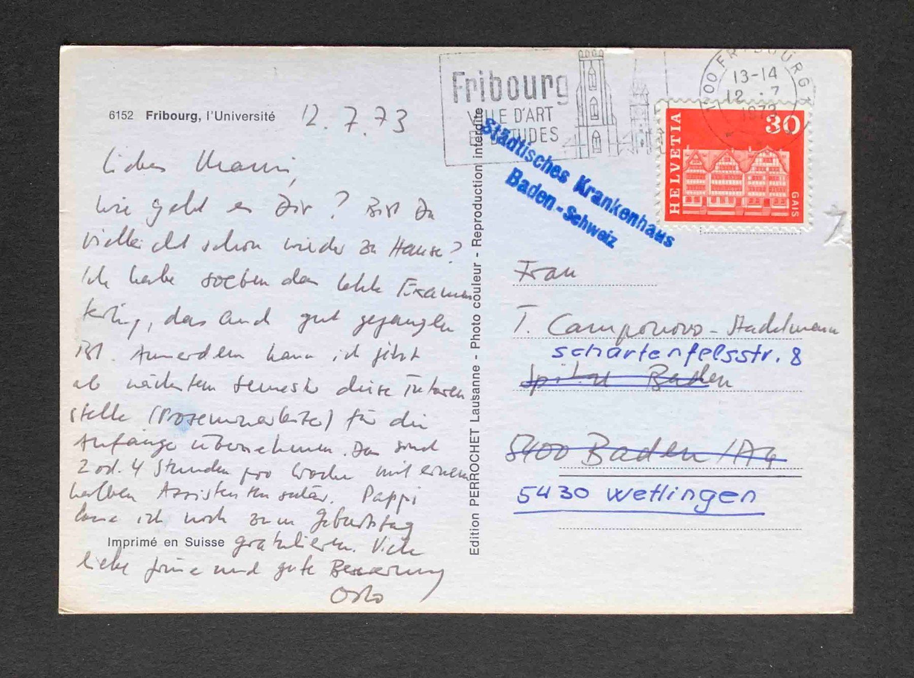 Cartoline postali: AK Fribourg l Universite – Usato da Goldau venduto da artelier1 1