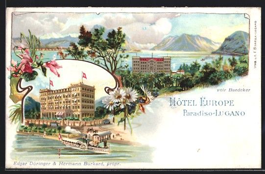Cartoline postali: AK Paradiso-Lugano, Hotel Europe – Usato da Berlin venduto da bartko-reher