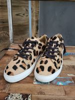 Baskets Cyrillus Paris léopard, cuir effet poulain,