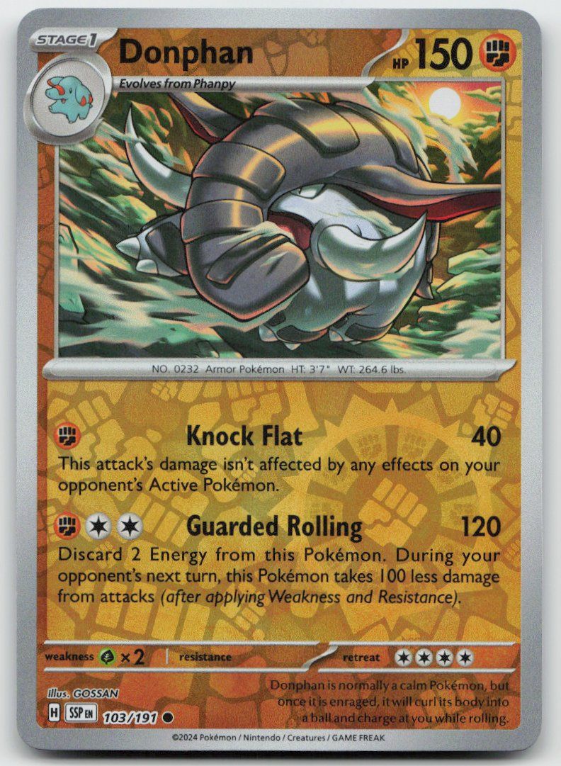 Pokémon Carte collezionabili: Pokemon Donphan Reverse 103/191 SSP EN 2024 – Usato da Lugano venduto da VlaseCard