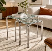 Vintage Satztische Chrom & Glas - 2er-Set