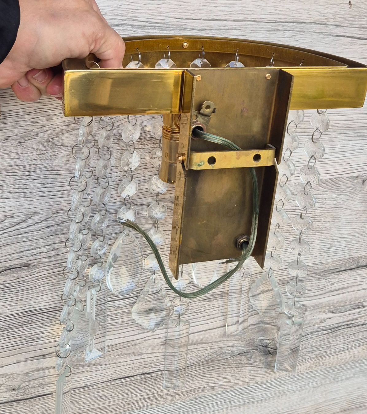 Lampade: 2 schöne Messing Wandleuchtem mit Glaskristallen – Usato da Neerach venduto da sillis 4
